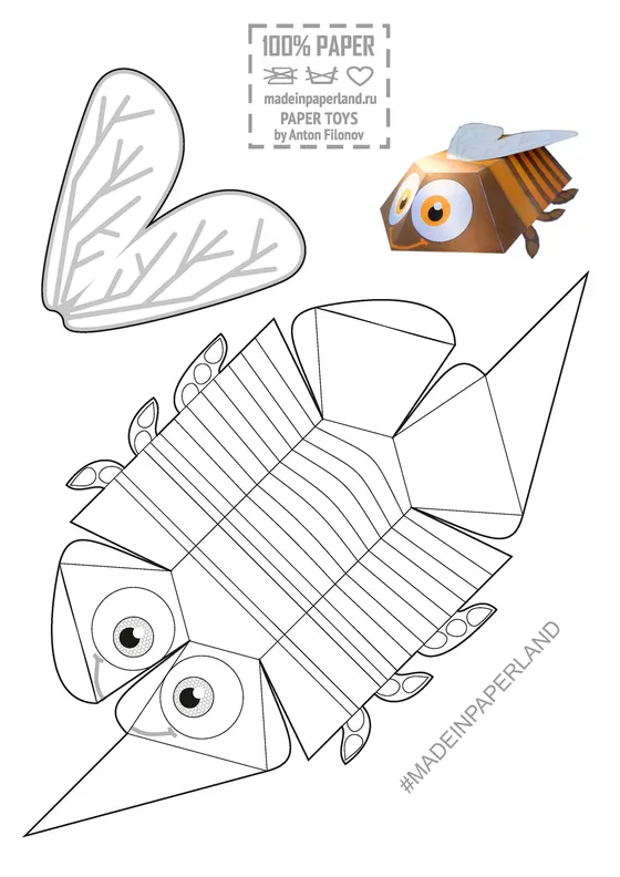 Bee paper model template