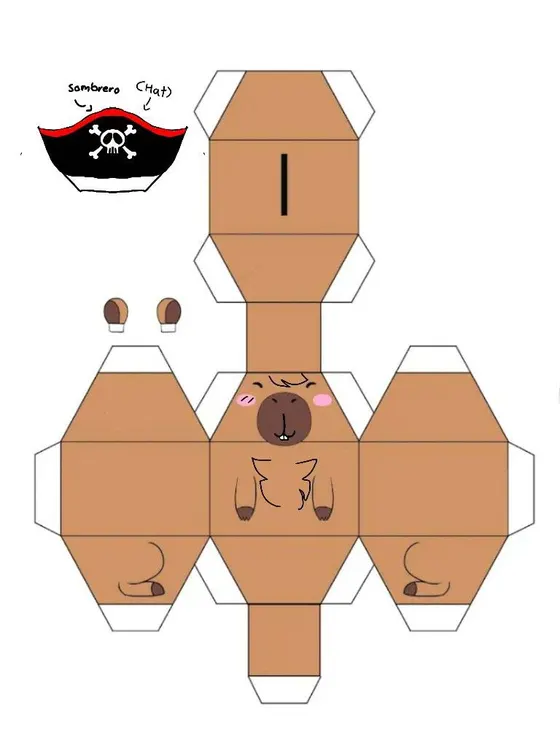 Capybara paper model template