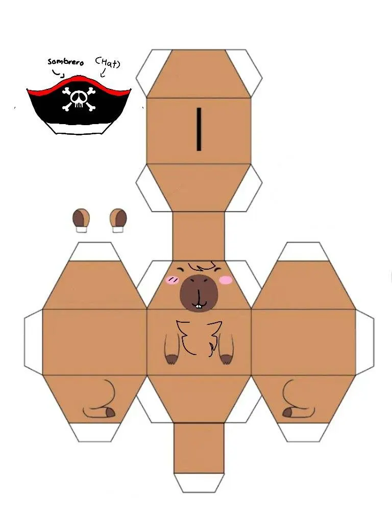 Capybara paper model — printable template