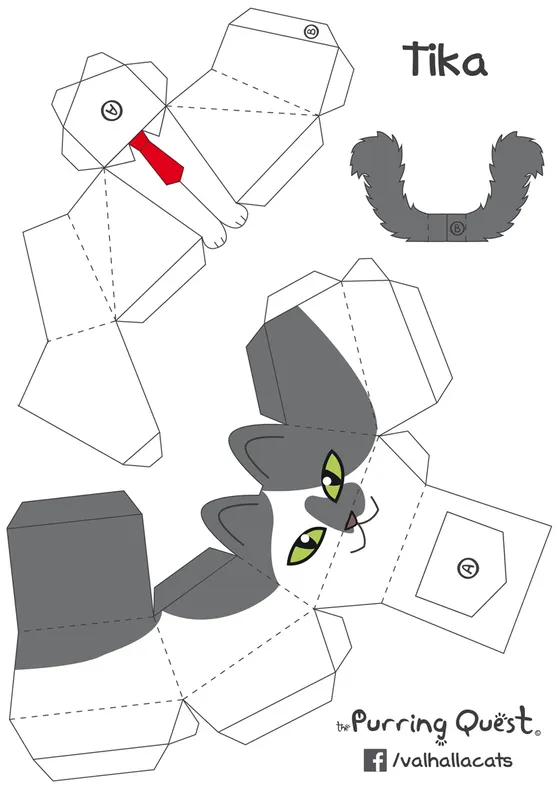Cat Papercraft paper model template