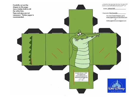 Crocodile paper model template