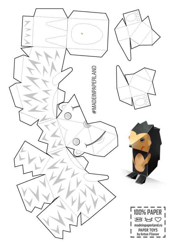 Hedgehog paper model template