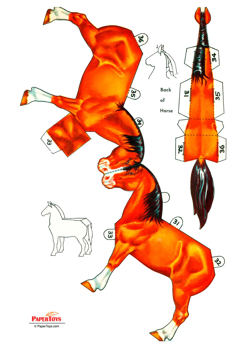 Horse paper model — printable template