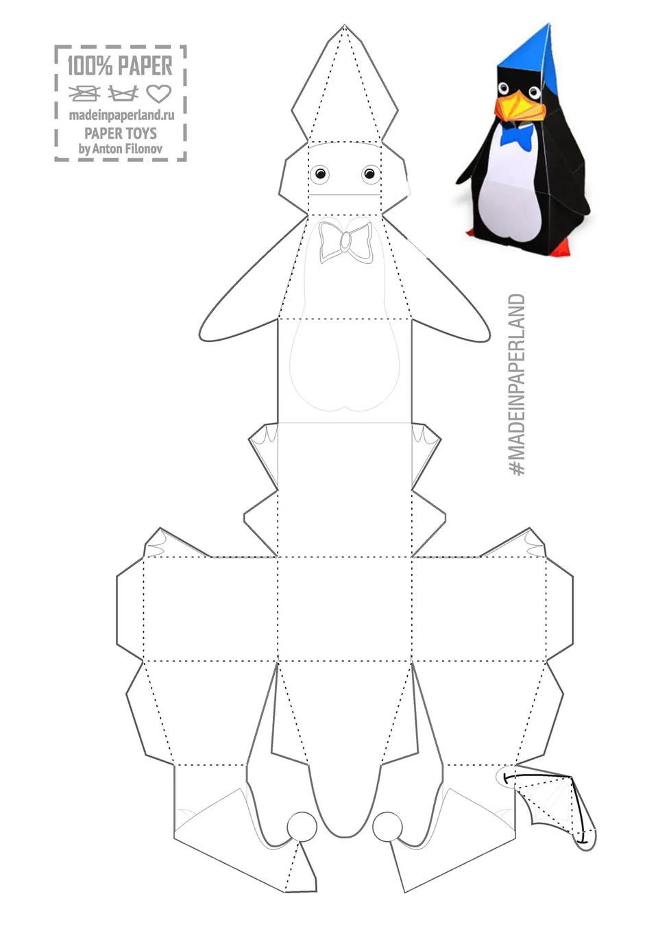 Penguin paper model — printable template