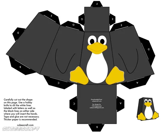 Penguin Papercraft paper model template
