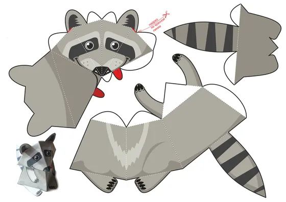 Raccoon Papercraft paper model template