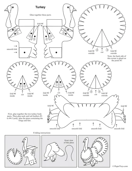 Thanksgiving Turkey paper model template