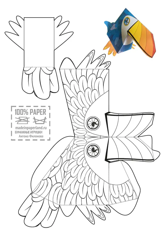 Toucan paper model template