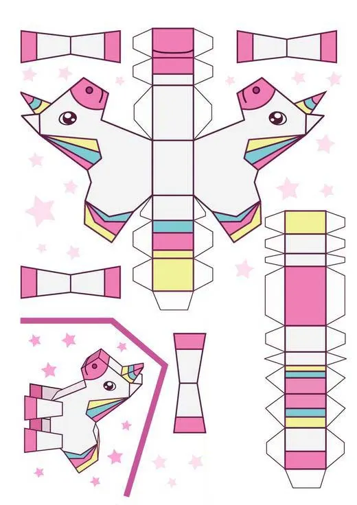 Unicorn paper model — printable template