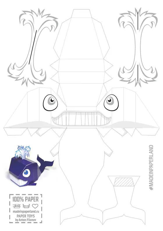 Whale paper model template