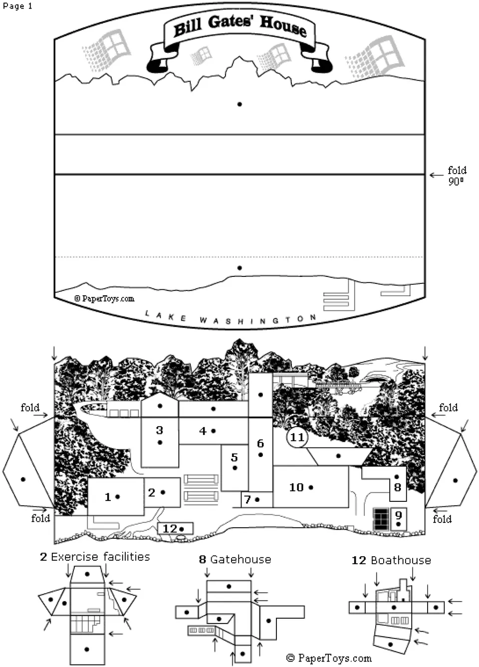 Bill Gates's House paper model — printable template