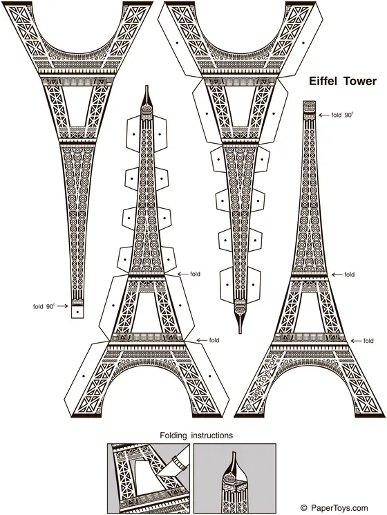 Eiffel Tower paper model template