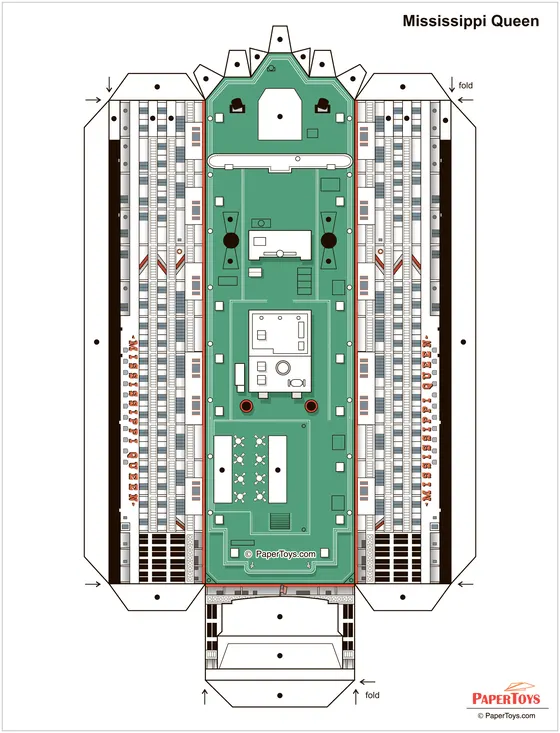 Mississippi Queen Riverboat paper model template