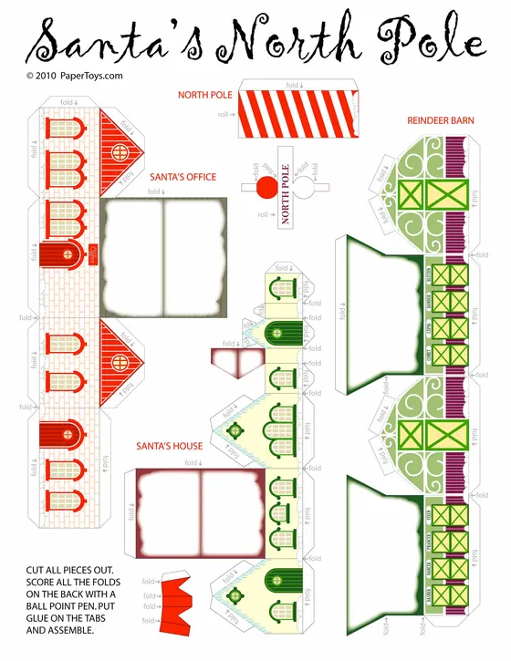 Santa House paper model template