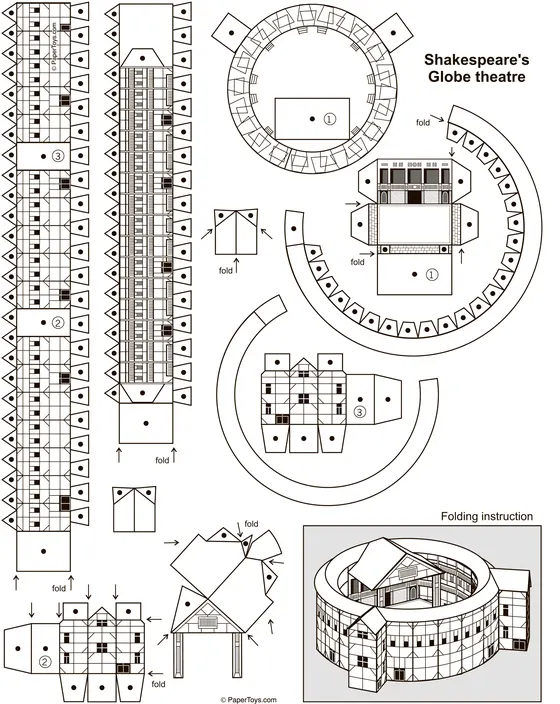 Shakespeare's Globe Theatre paper model template