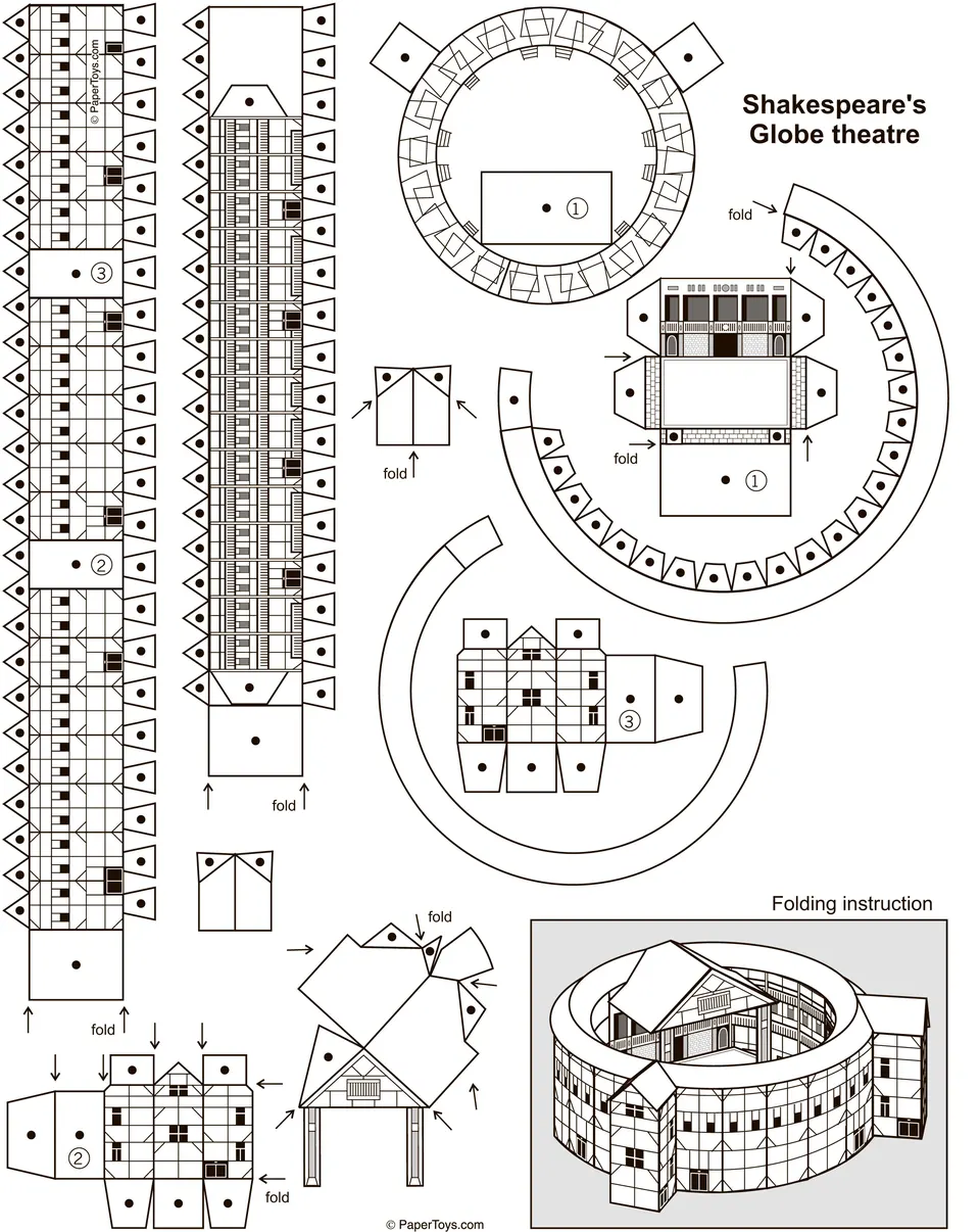 Shakespeare's Globe Theatre paper model — printable template