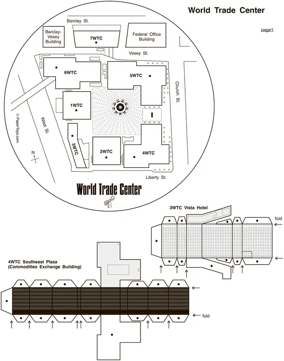 World Trade Center Complex paper model template