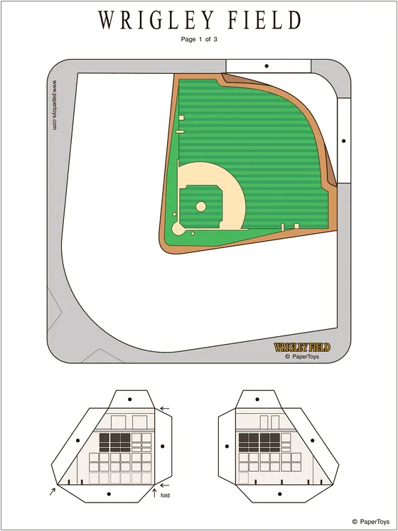 Wrigley Field paper model template