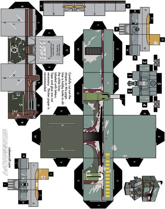 Boba Fett paper model template