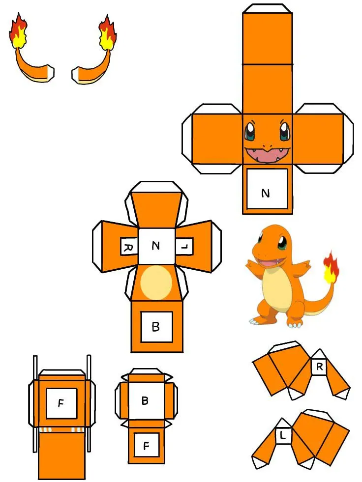 Charmander paper model — printable template