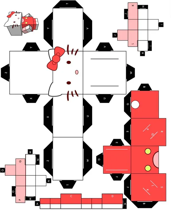 Hello Kitty paper model template