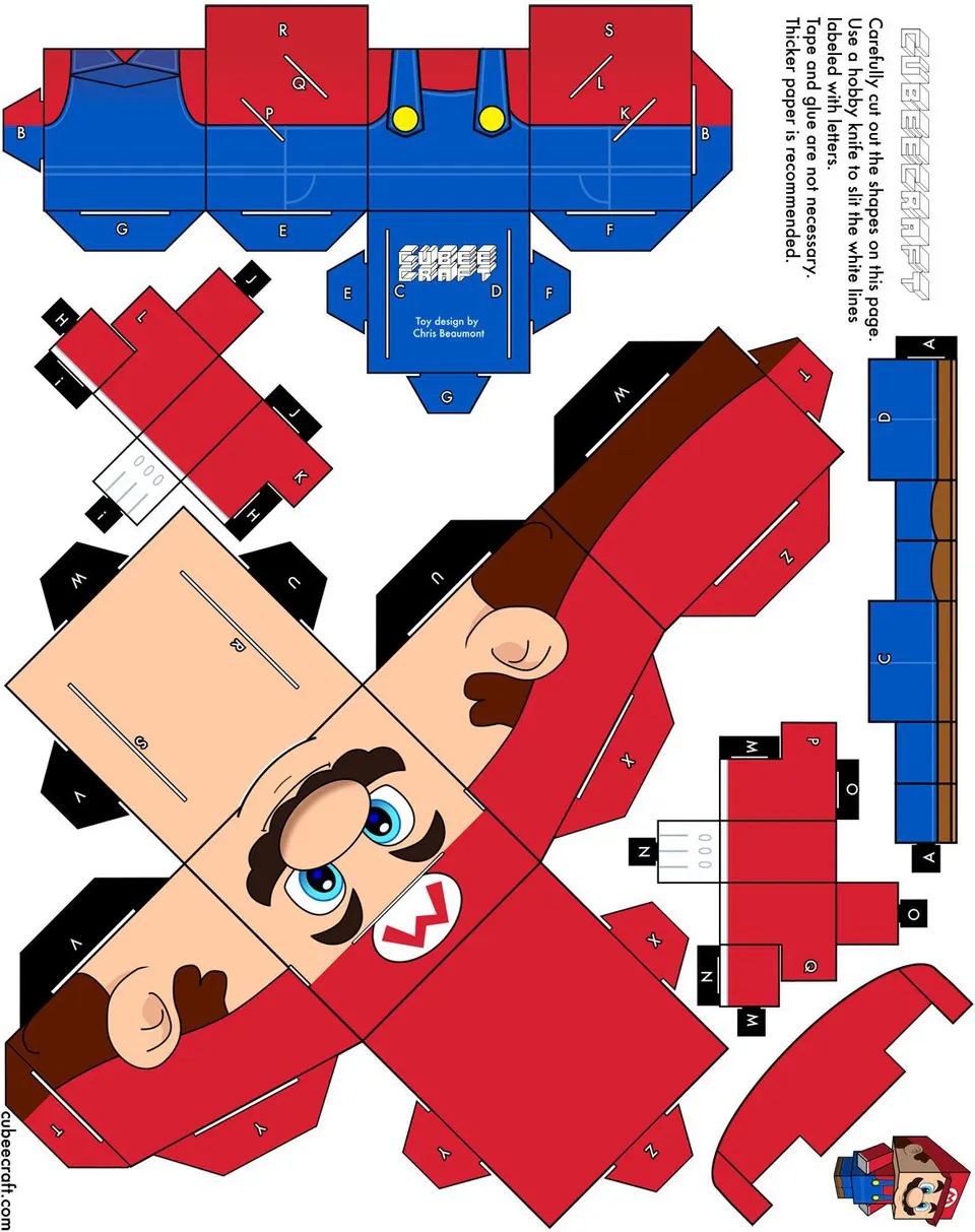 Mario paper model — printable template