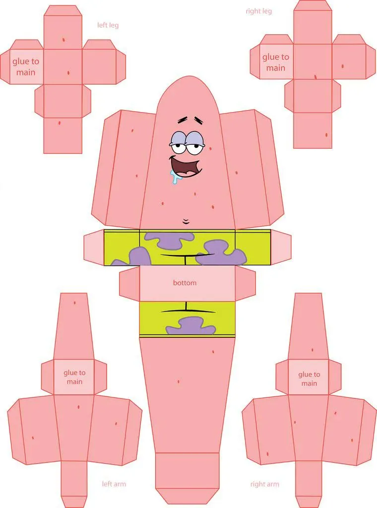 Patrick Star paper model — printable template