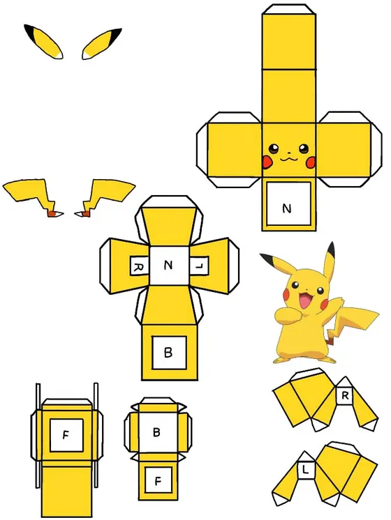 Pikachu Papercraft paper model template