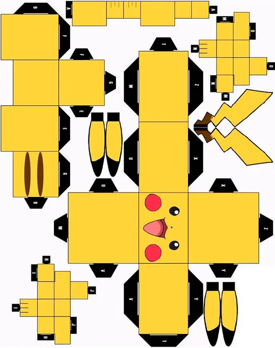 Pikachu paper model template
