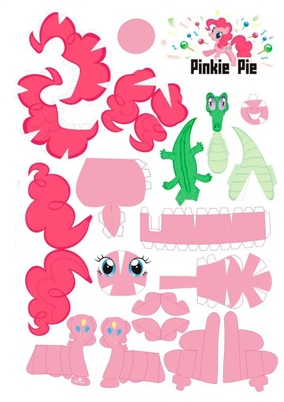 Pinkie Pie paper model template