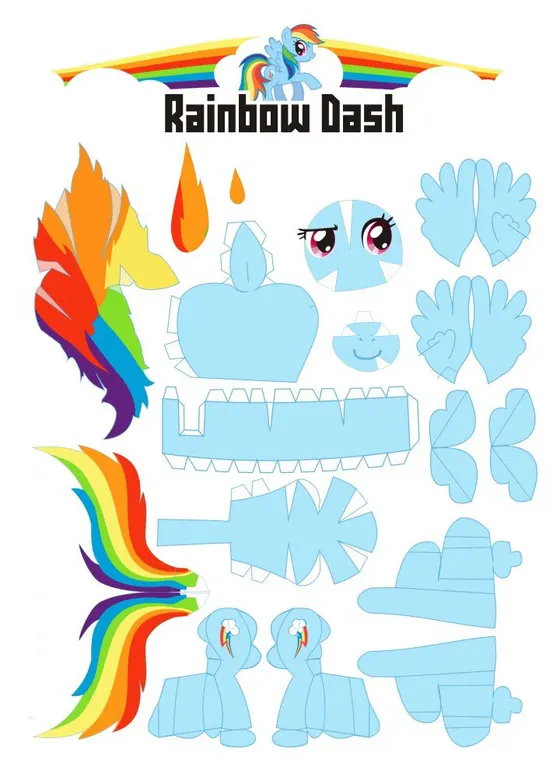 Rainbow Dash Papercraft paper model template