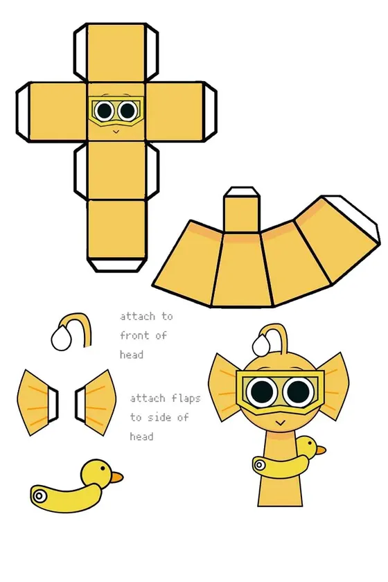Sprunki Bailey paper model template