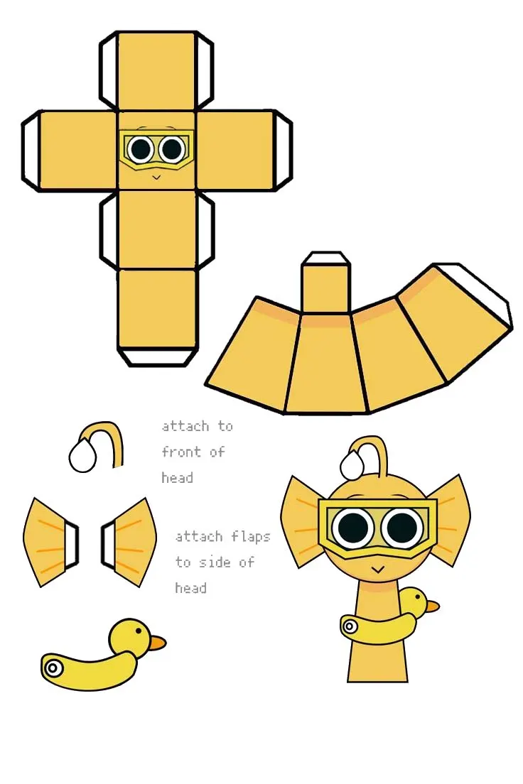 Sprunki Bailey paper model — printable template