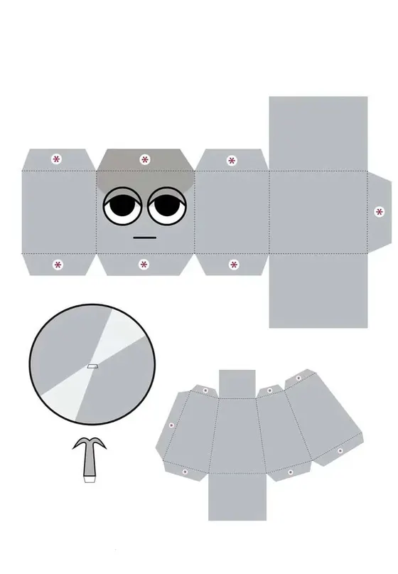 Sprunki Clukr paper model template
