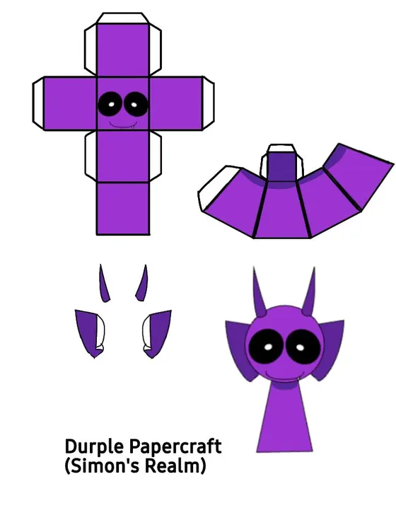 Sprunki Durple paper model template