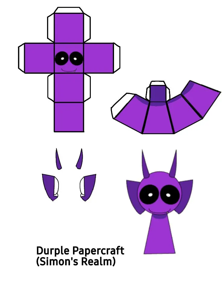 Sprunki Durple paper model — printable template