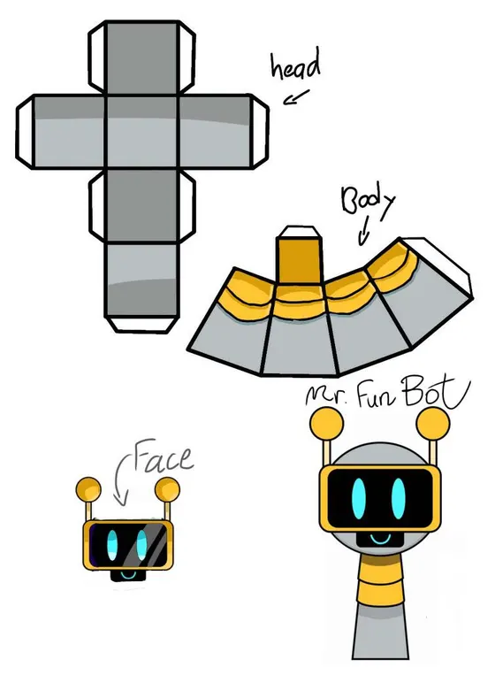 Sprunki FunBot paper model template