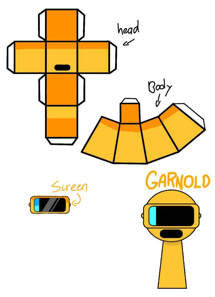 Sprunki Garnold paper model — printable template