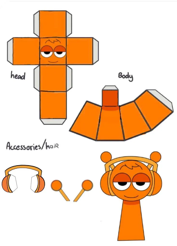 Sprunki Oren paper model — printable template