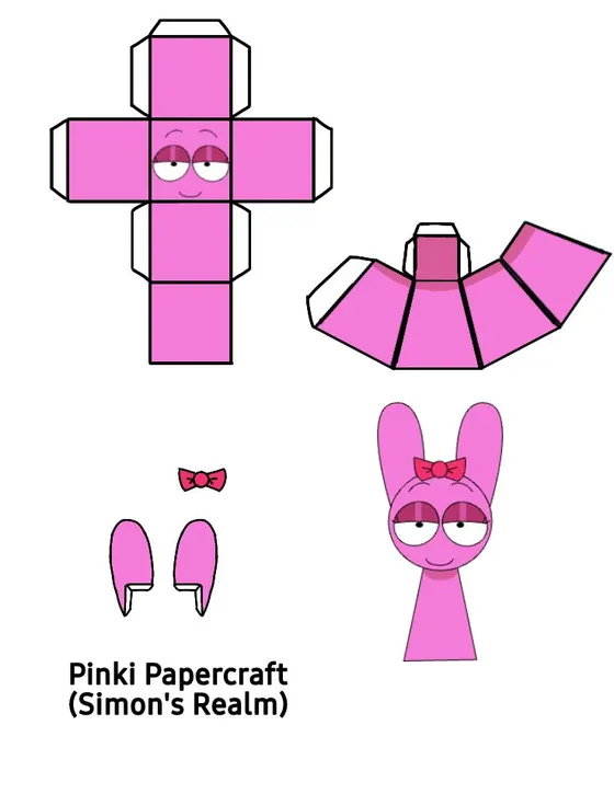 Sprunki Pinki (Simon's Realm) paper model template