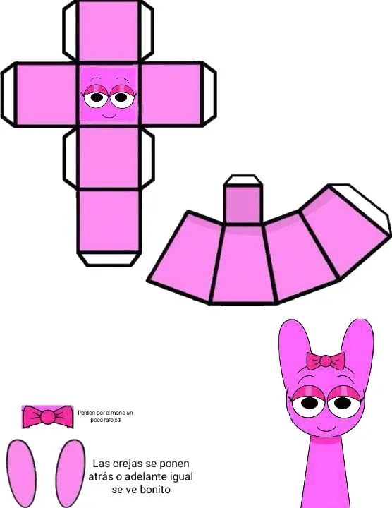 Sprunki Pinki paper model — printable template