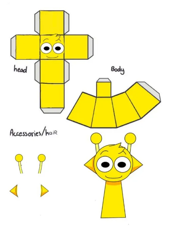 Sprunki Simon Papercraft paper model template