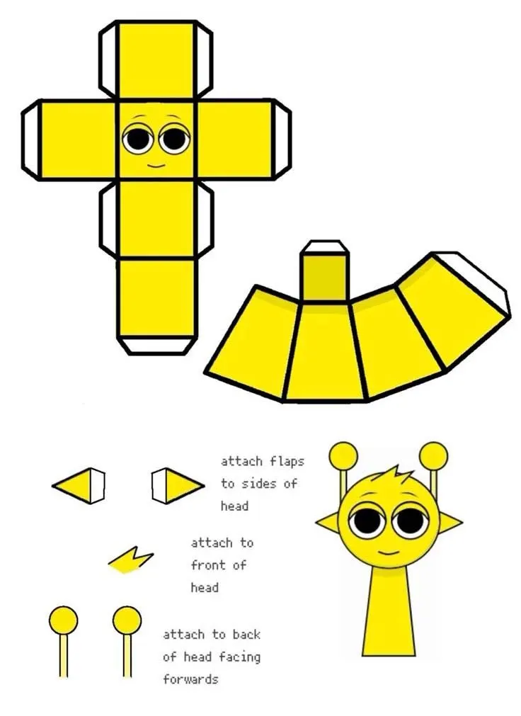 Sprunki Simon paper model — printable template