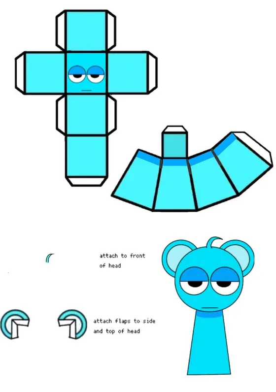 Sprunki Sky paper model template