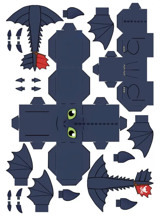 Toothless paper model template