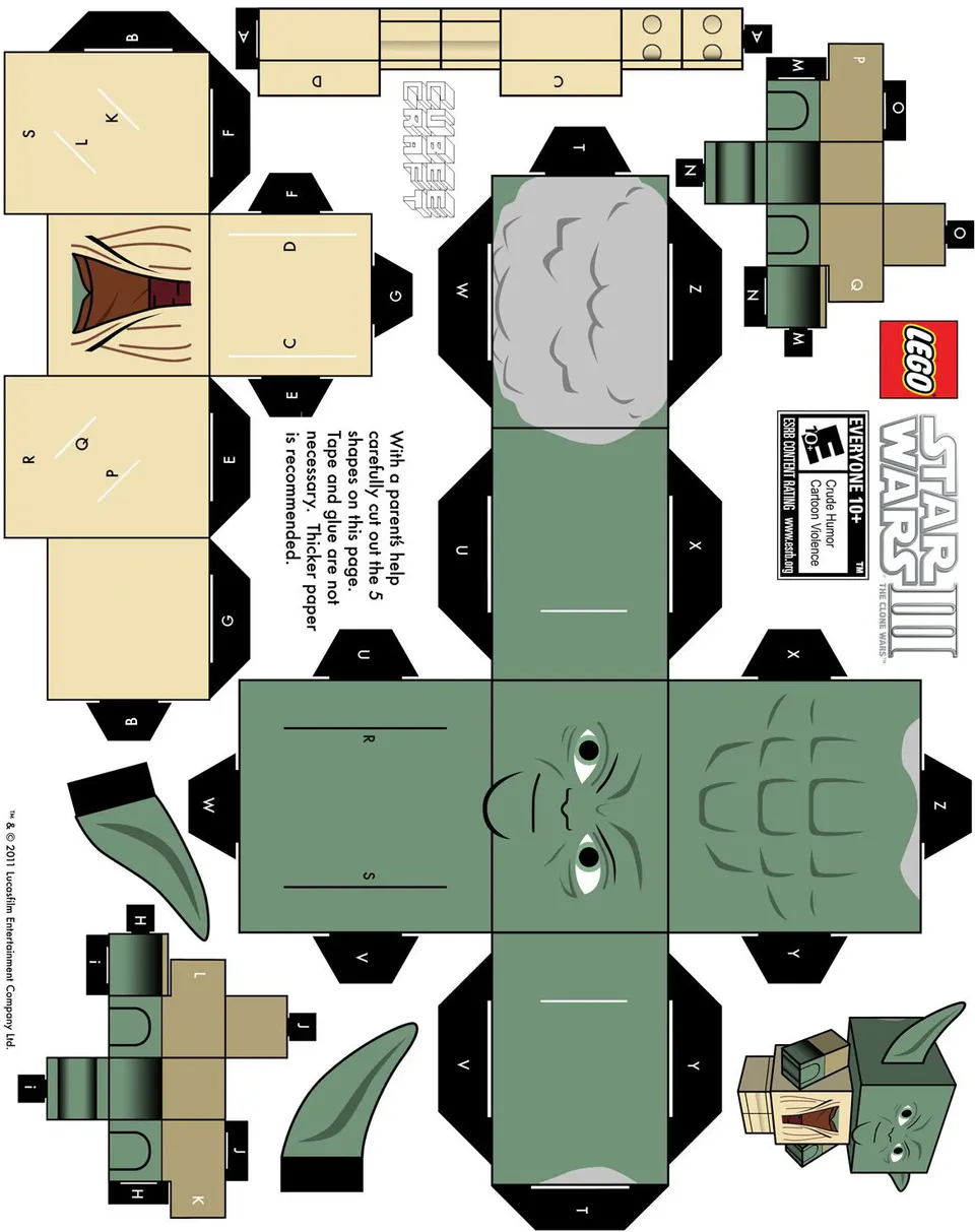 Yoda paper model — printable template