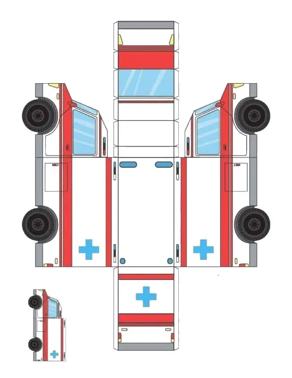 Ambulance paper model — printable template