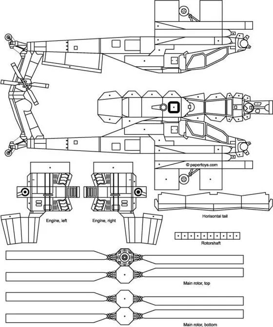 Apache Helicopter paper model template