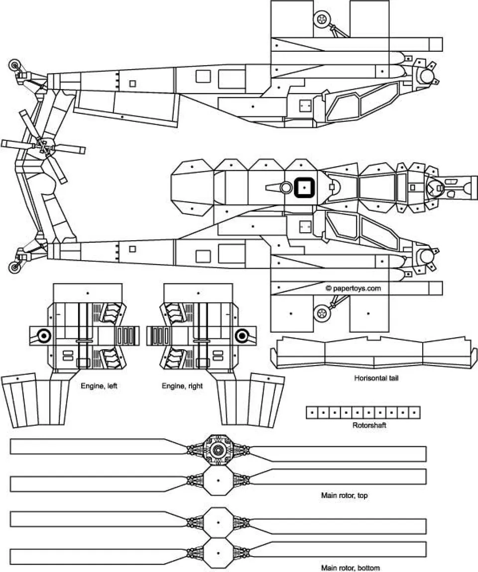 Apache Helicopter paper model — printable template