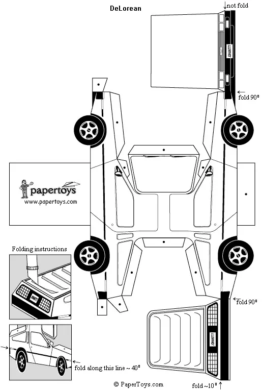 DeLorean paper model — printable template